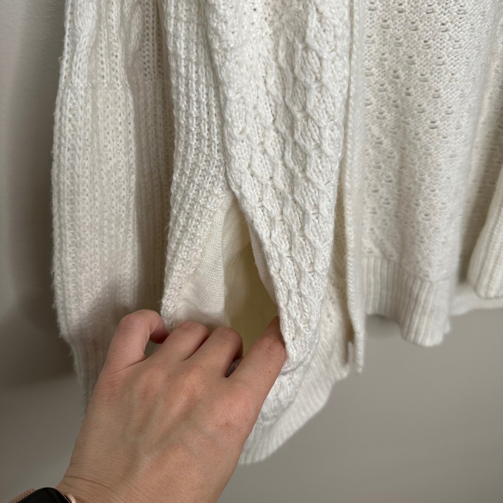 Joie Cream Cable Knit Open Front Cardigan Sweater Pockets Womens Size M - Picture 2 of 8